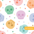 White Pastel Halloween Seamless Pattern