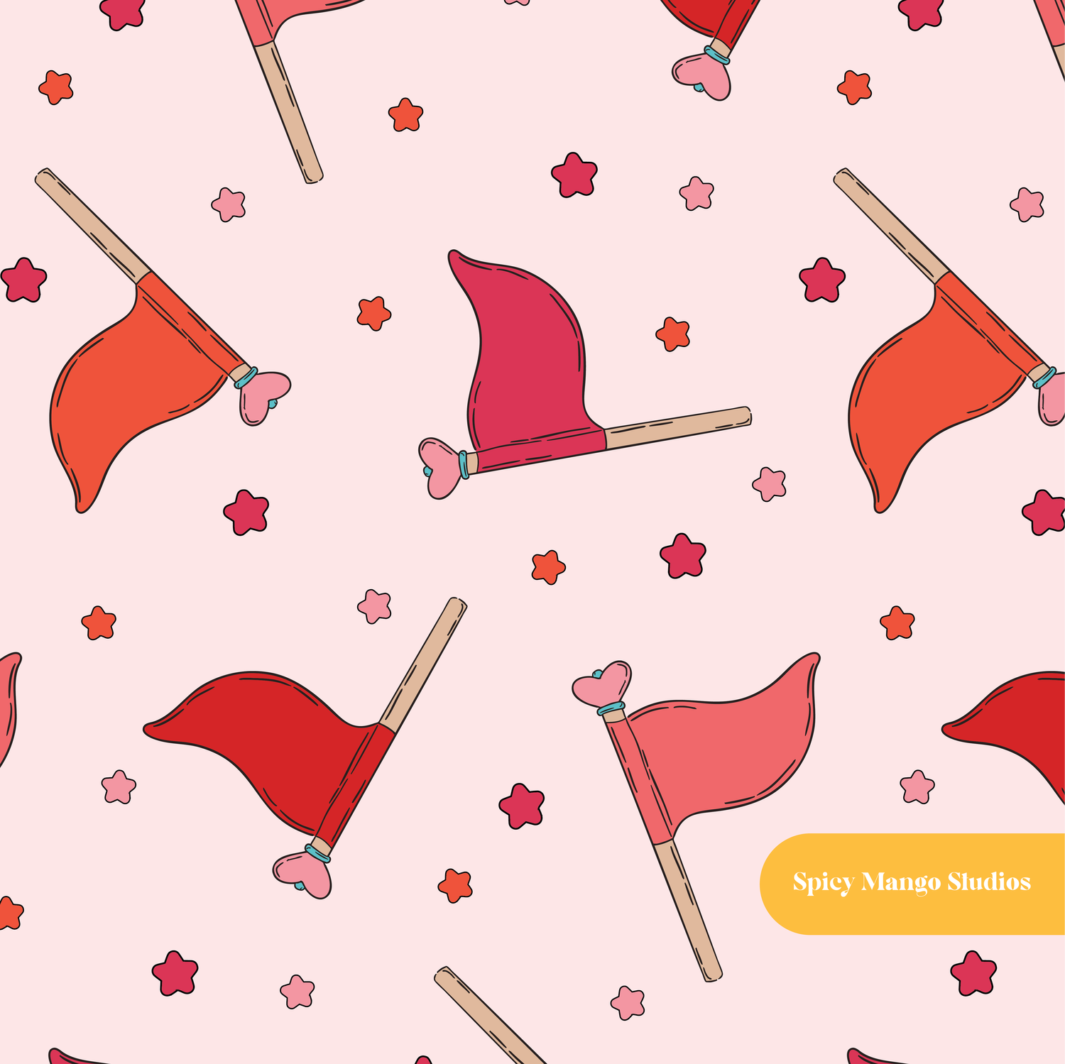 Pink Red Flag Seamless Pattern – Patriotic Celebration Digital Download