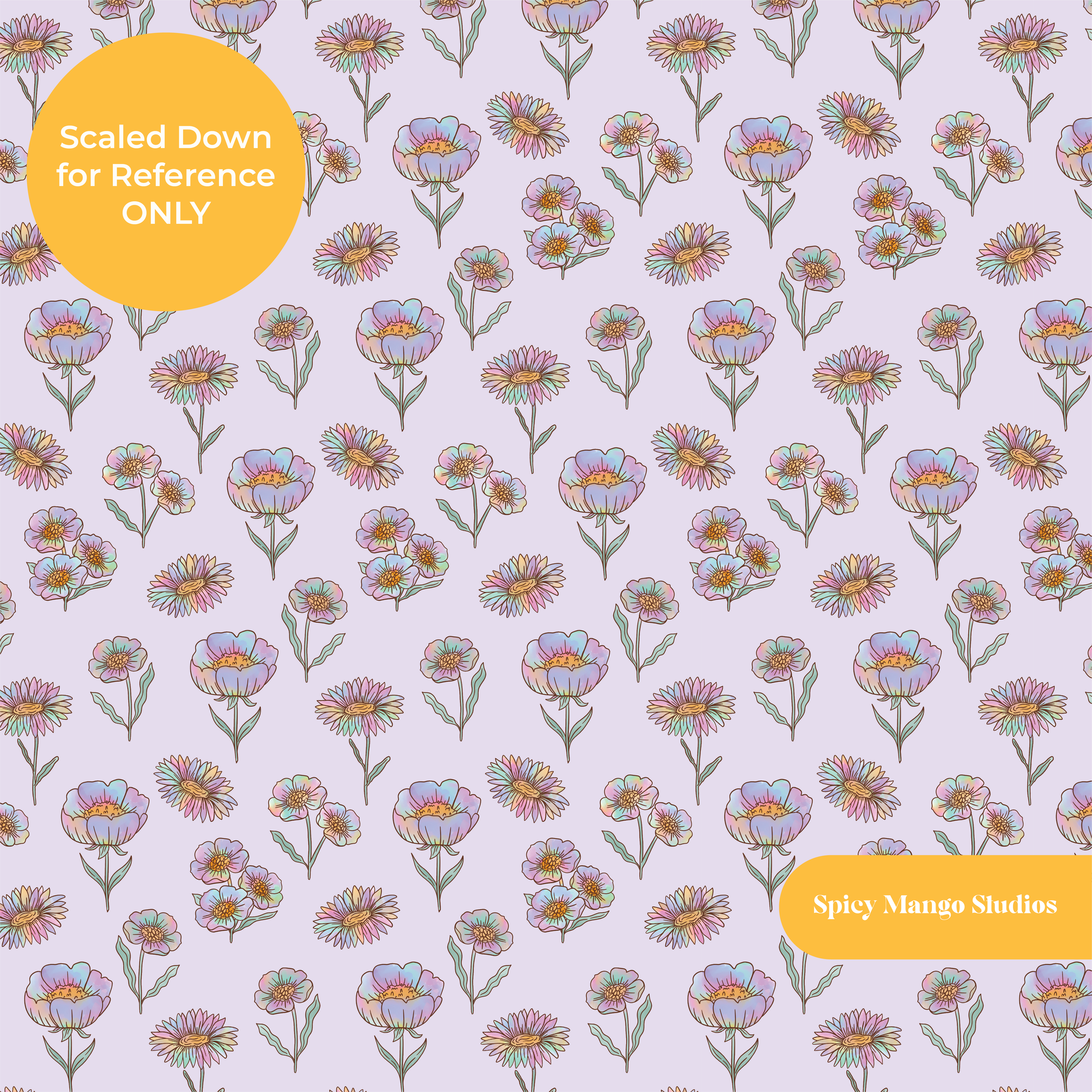 Lavender Rainbow Floral Seamless Pattern – Digital Download
