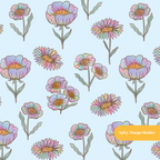 Light Blue Rainbow Floral Seamless Pattern – Digital Download