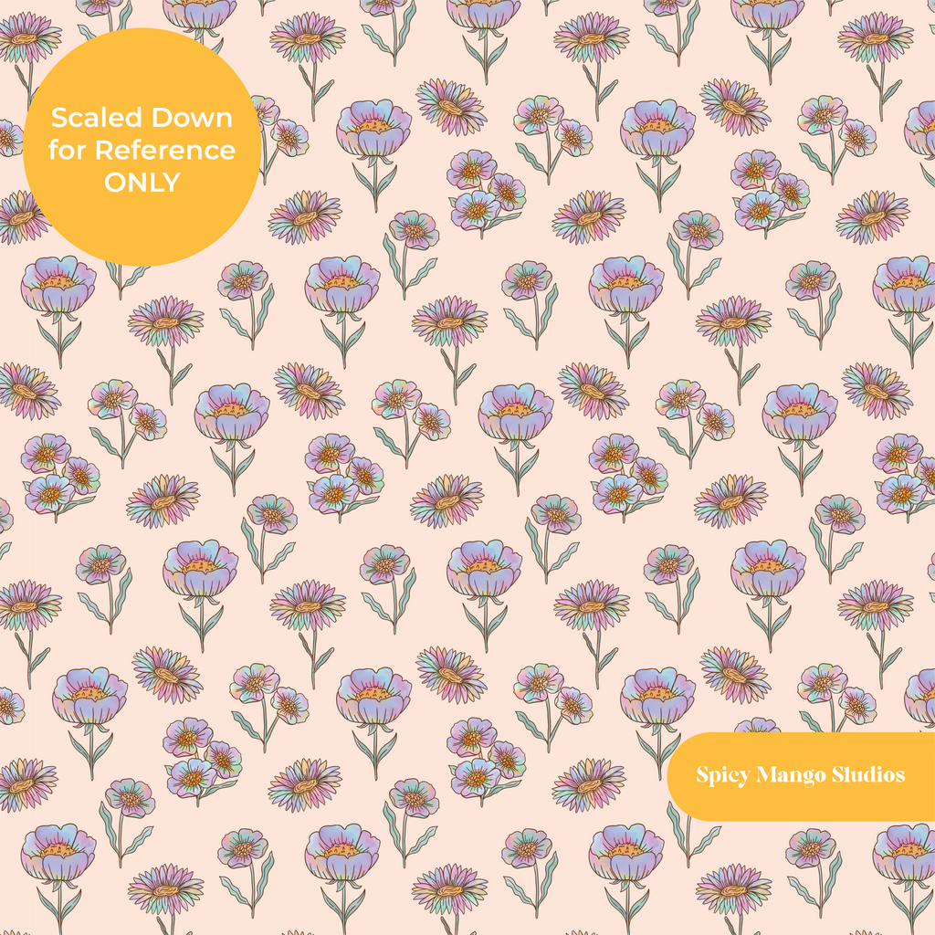 Peach Rainbow Floral Seamless Pattern – Digital Download