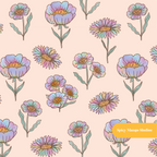 Peach Rainbow Floral Seamless Pattern – Digital Download