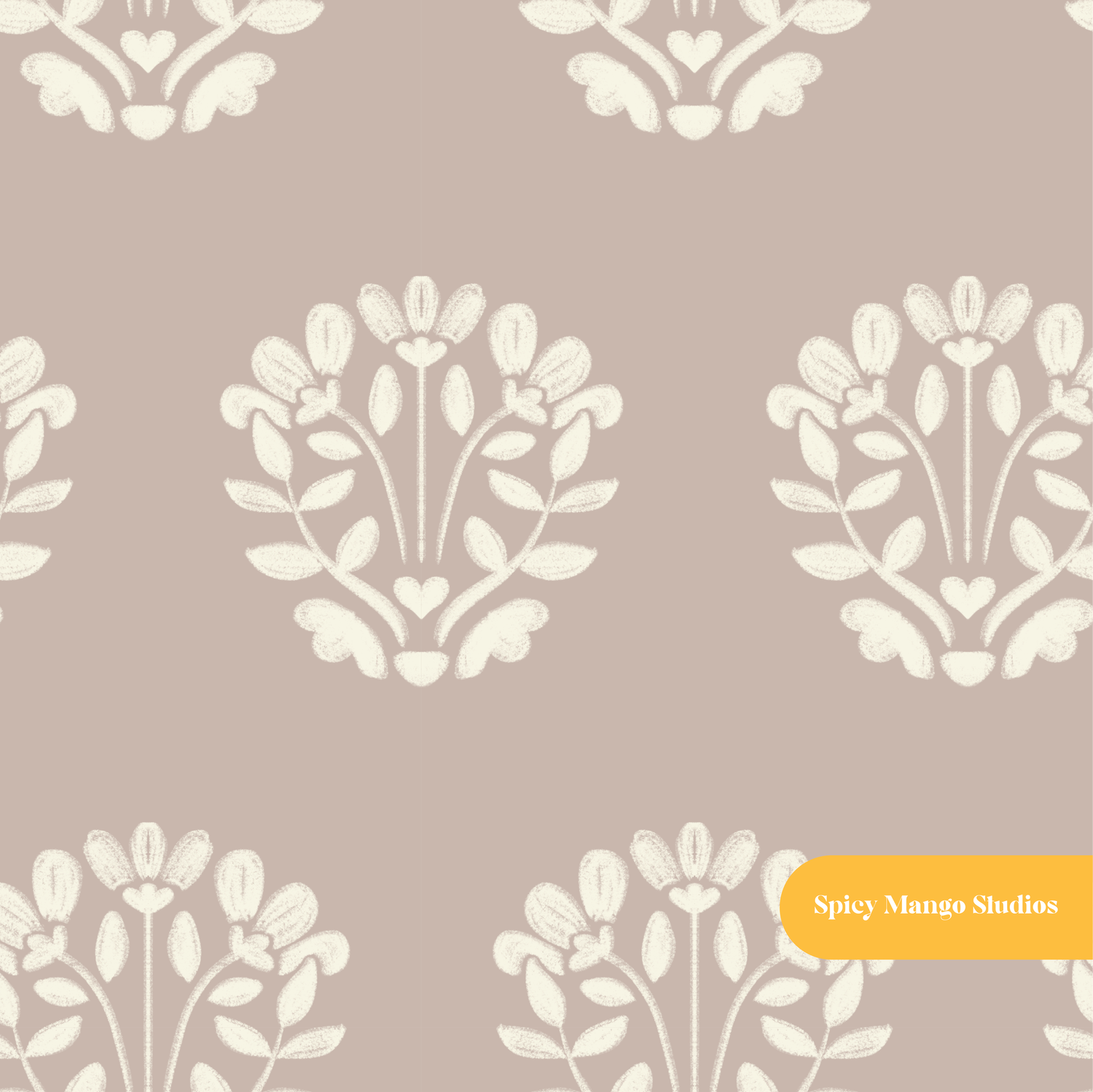 Mocha Sunday Rose Floral Seamless Pattern