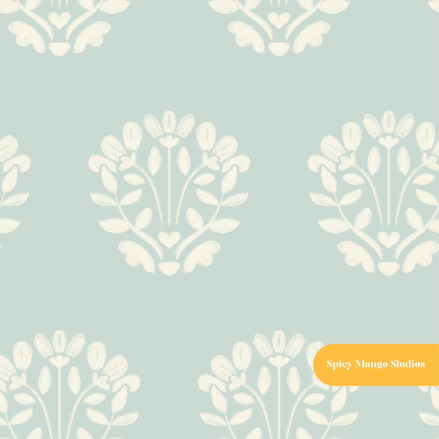Sage Sunday Rose Floral Seamless Pattern