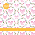 White & Pink Coquette Bow Floral Seamless Pattern