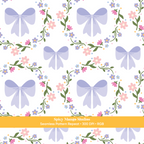 White & Lavender Coquette Bow Floral Seamless Pattern