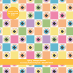 Rainbow Pastel Halloween Eyeball Checkered Seamless Pattern