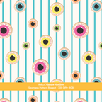 Aqua Halloween Eyeball Stripe Seamless Pattern