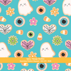 Aqua Halloween Cookies Seamless Pattern