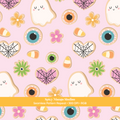 Pink Halloween Cookies Seamless Pattern