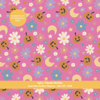 Hot Pink Halloween Pumpkin Floral Seamless Pattern