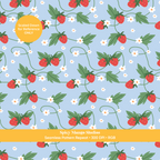 Blue Strawberry Summer Seamless Pattern