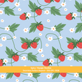 Blue Strawberry Summer Seamless Pattern