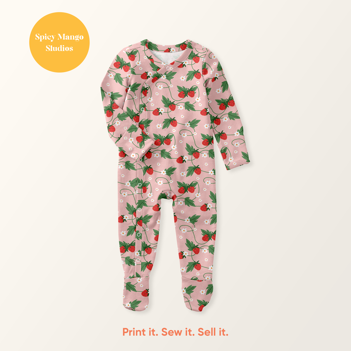 Pink Strawberry Summer Seamless Pattern