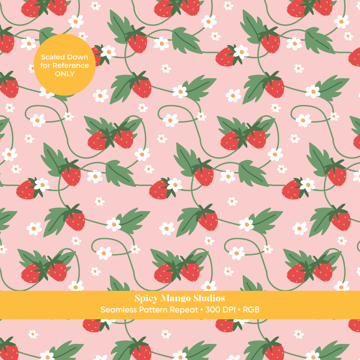 Pink Strawberry Summer Seamless Pattern