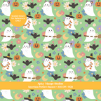Green Halloween Ghost Seamless Pattern