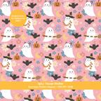 Pink Halloween Ghost Seamless Pattern