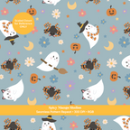 Dusty Blue Ditsy Halloween Ghost Seamless Pattern