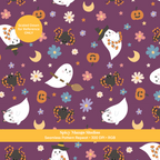 Plum Ditsy Halloween Ghost Seamless Pattern