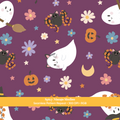Plum Ditsy Halloween Ghost Seamless Pattern