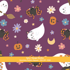 Plum Ditsy Halloween Ghost Seamless Pattern