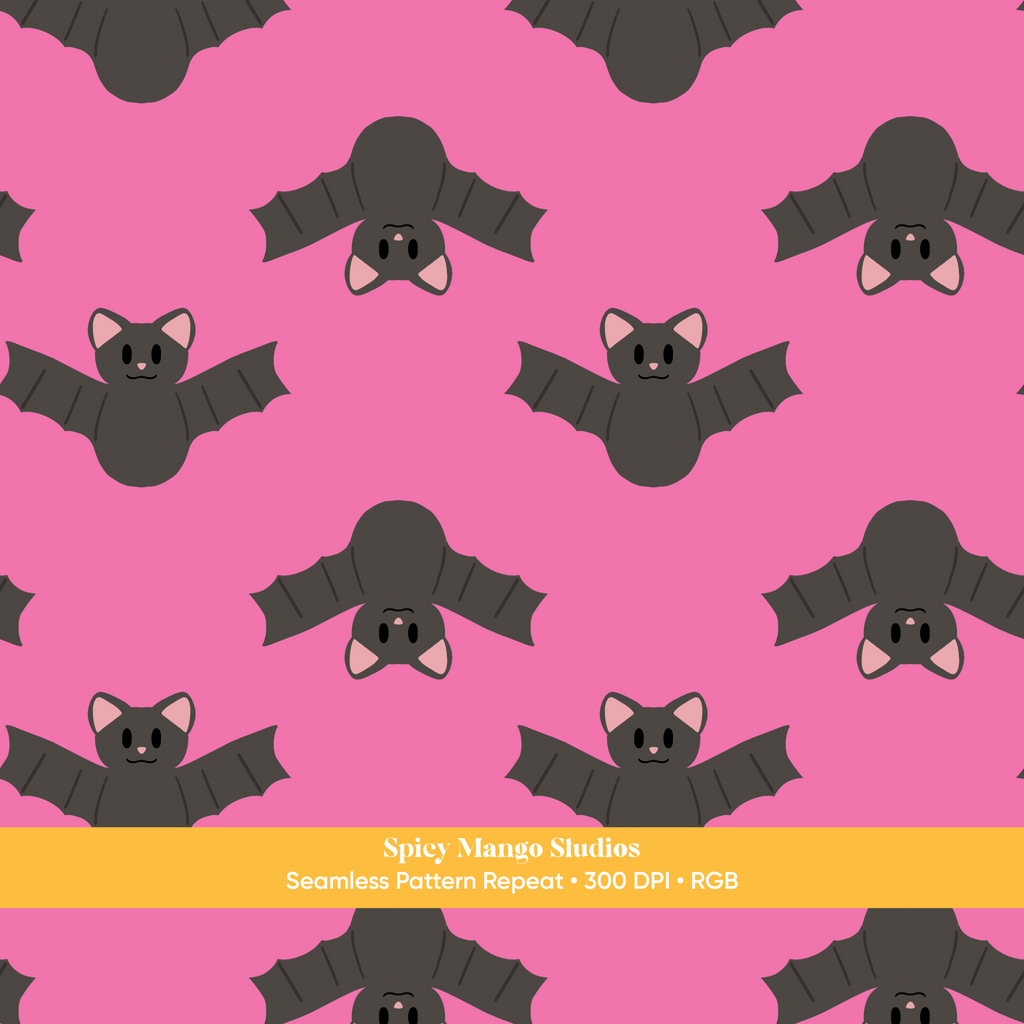 Hot Pink Halloween Bat Seamless Pattern