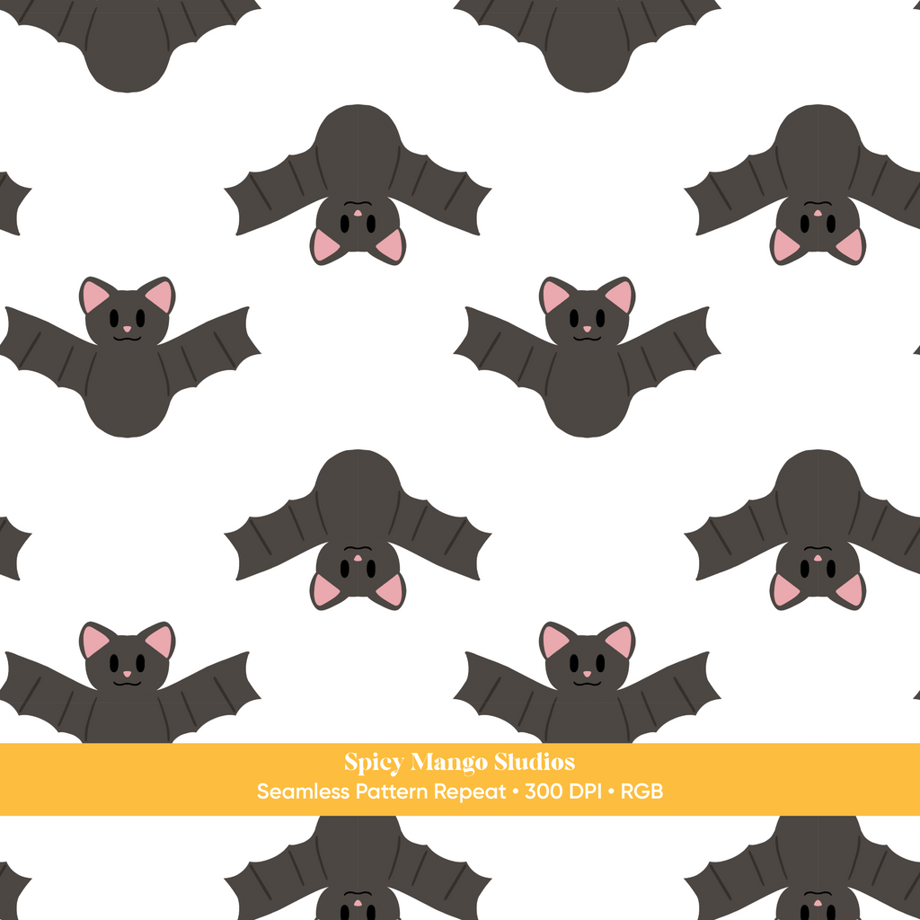 White Halloween Bat Seamless Pattern