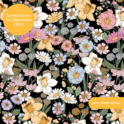 Black Simone Floral Seamless Pattern