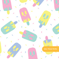 White Spooky Halloween Popsicles Seamless Pattern