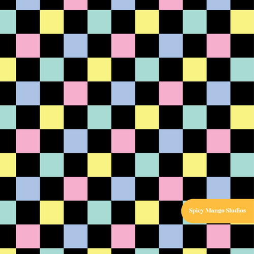 Black Spooky Halloween Checker Seamless Pattern