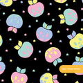 Black Spooky Halloween Apples Seamless Pattern