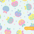 Teal Stripe Spooky Halloween Apples Seamless Pattern