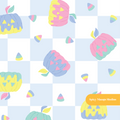 Blue Checker Spooky Halloween Pumpkins Seamless Pattern