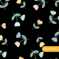 Black Spring Tulips Floral Seamless Pattern