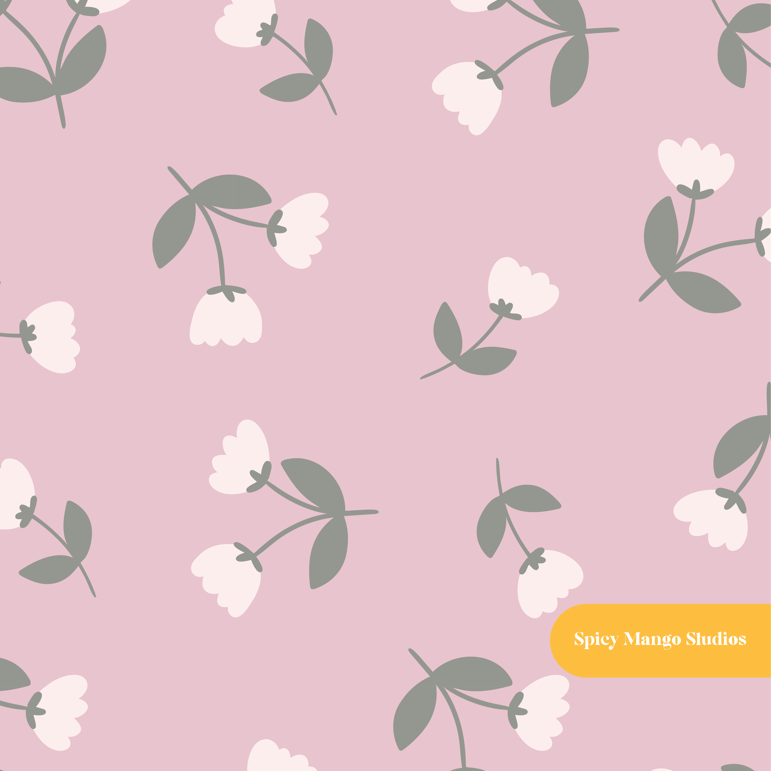 Dusty Rose Spring Tulips Floral Seamless Pattern
