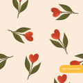 Cream Tulip Hearts Floral Seamless Pattern