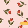 Pink Tulip Hearts Floral Seamless Pattern