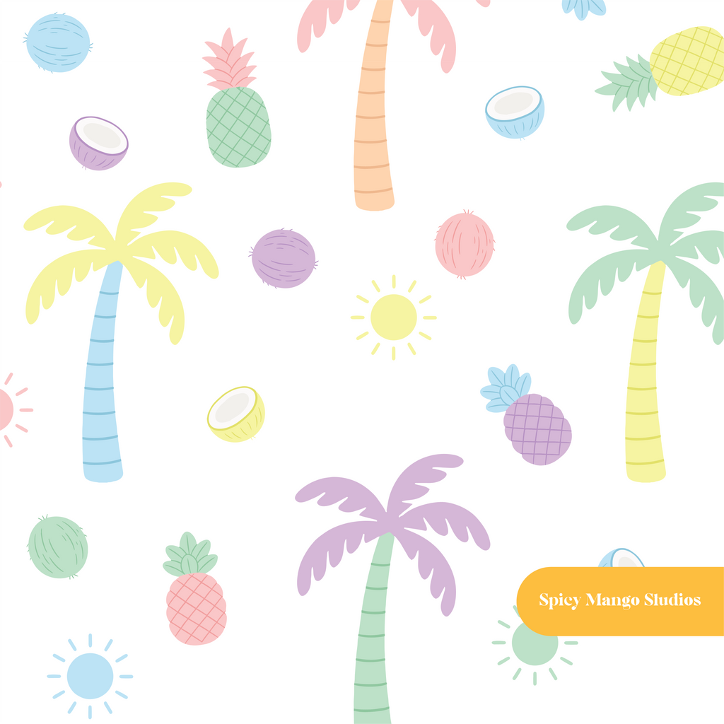 White Tropical Medley Seamless Pattern