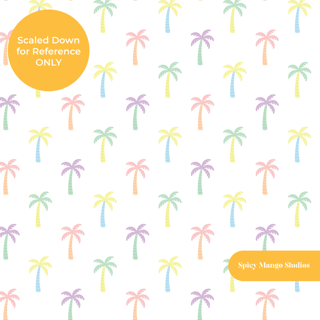 White Tropical Palm Trees Seamless Pattern
