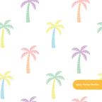 White Tropical Palm Trees Seamless Pattern