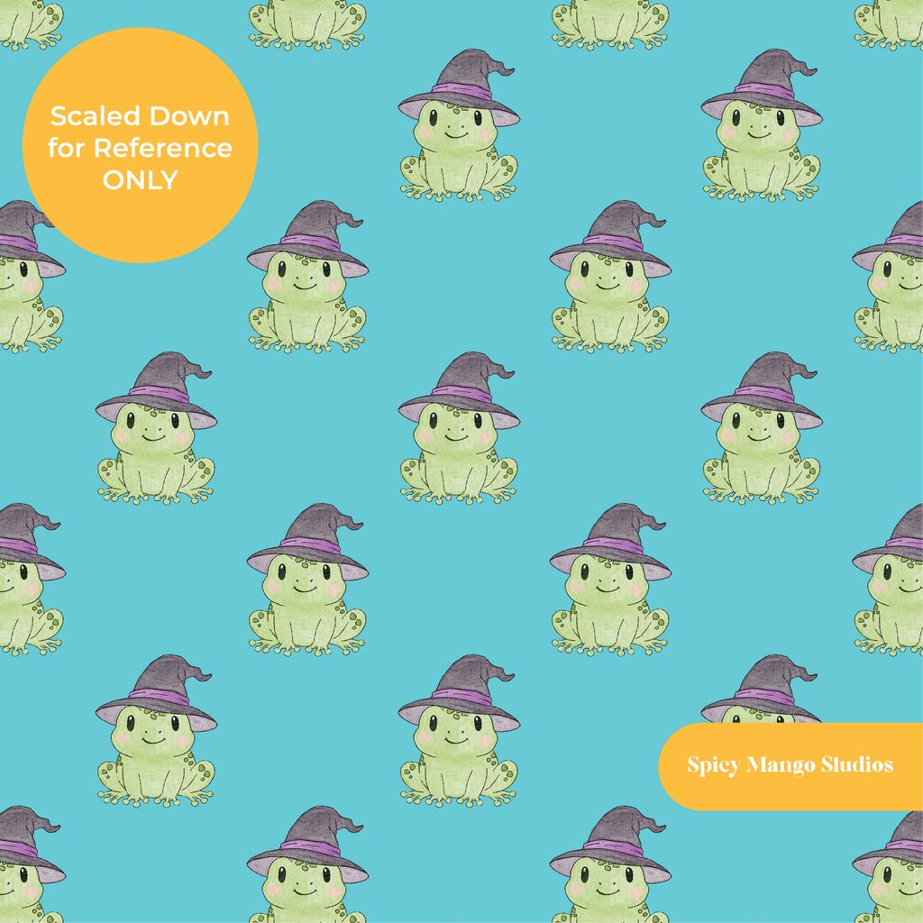 Aqua Witchy Frog Seamless Pattern