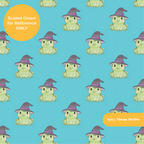 Aqua Witchy Frog Seamless Pattern