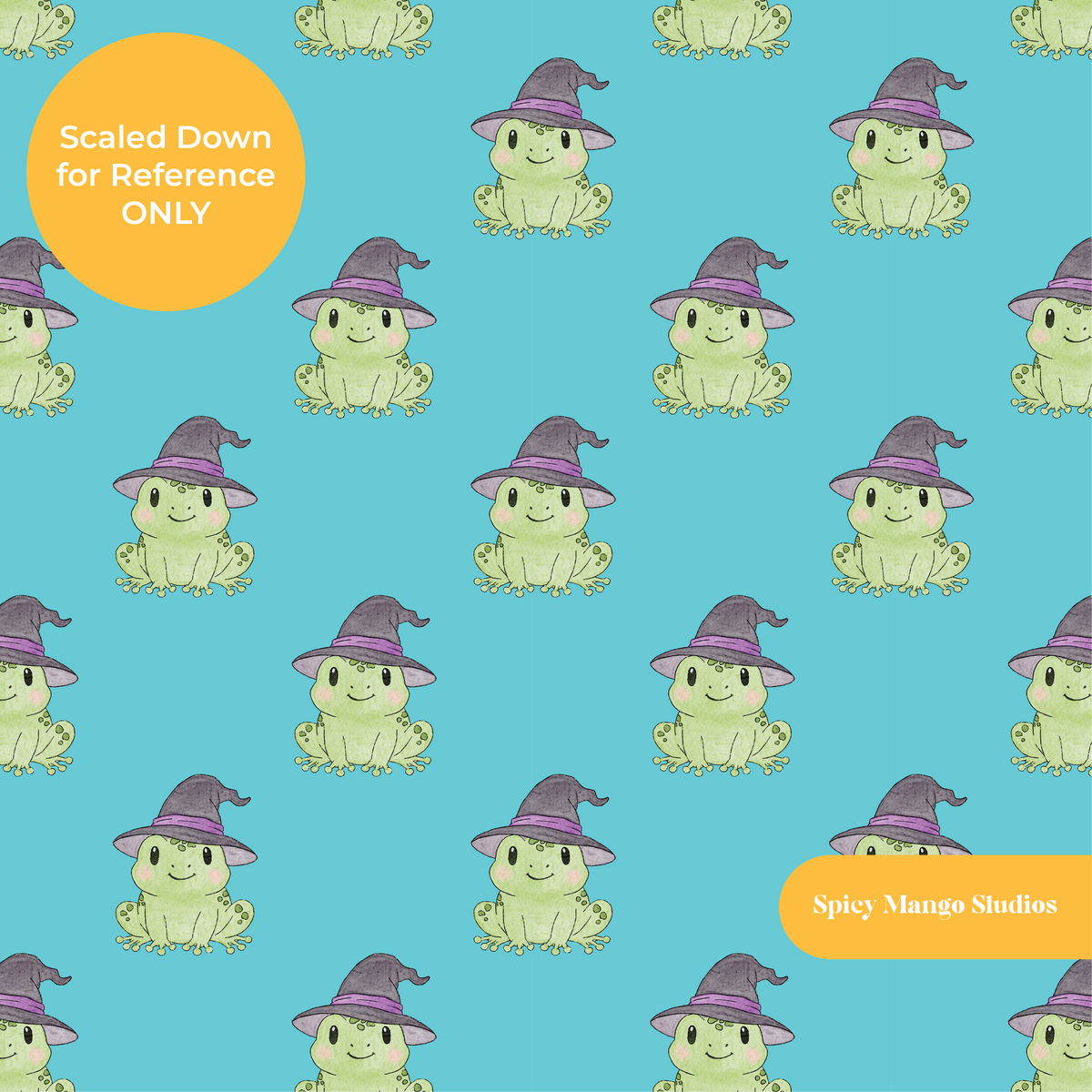 Aqua Witchy Frog Seamless Pattern