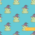 Aqua Witchy Frog Seamless Pattern