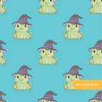 Aqua Witchy Frog Seamless Pattern