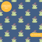 Blue Witchy Frog Seamless Pattern