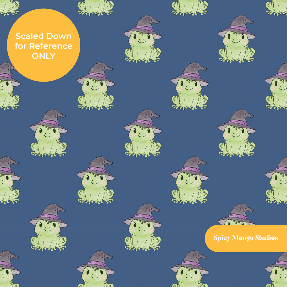 Blue Witchy Frog Seamless Pattern