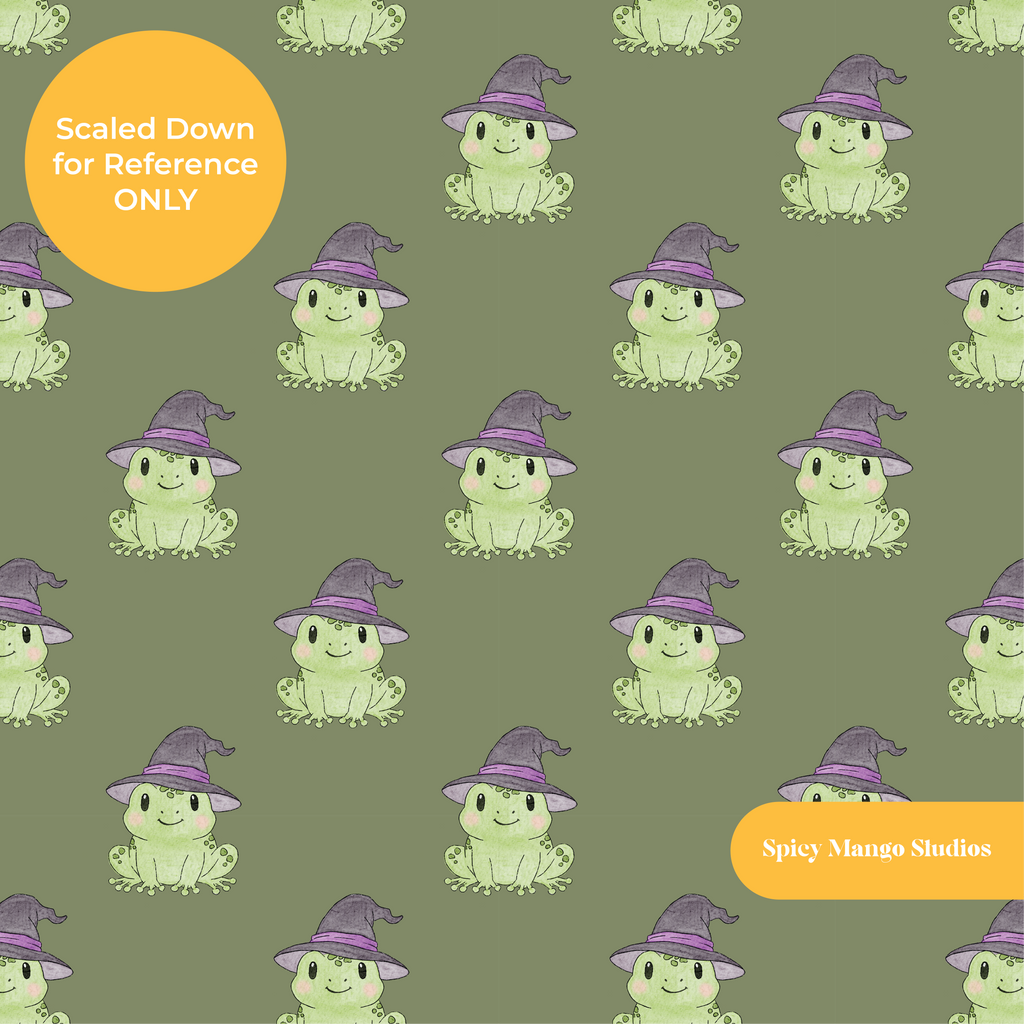 Dark Green Witchy Frog Seamless Pattern
