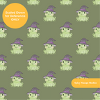 Dark Green Witchy Frog Seamless Pattern