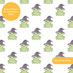 White Witchy Frog Seamless Pattern
